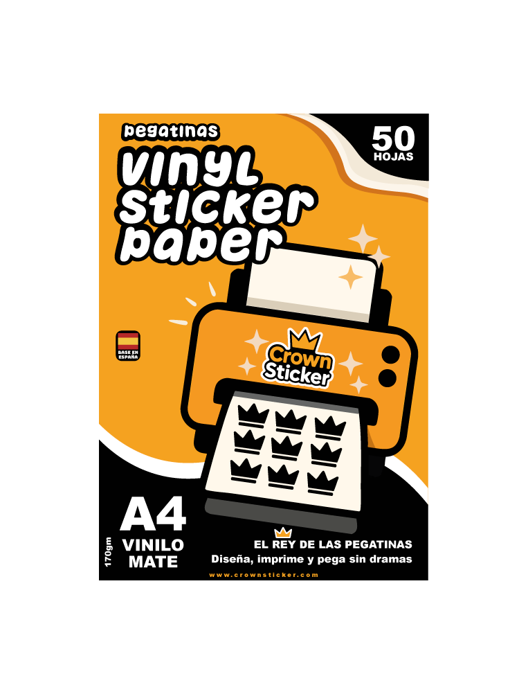Papel Vinilo Mate A4 para Pegatinas – Crown Sticker (50 hojas)